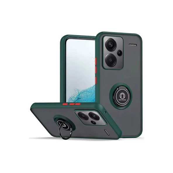 Xiaomi Redmi Note 13 Pro Plus Kılıf Montreal Yüzüklü Silikon Kapak - Yeşil ürün görseli 1