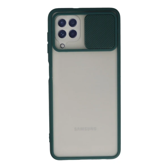 Samsung Galaxy A22 Kılıf Palm Buzlu Kamera Sürgülü Silikon - Yeşil ürün görseli 1