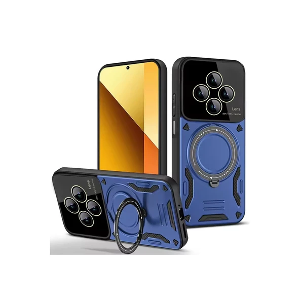 Xiaomi Redmi 14C Kılıf Joy Lens Standlı Kapak - Lacivert ürün görseli 1