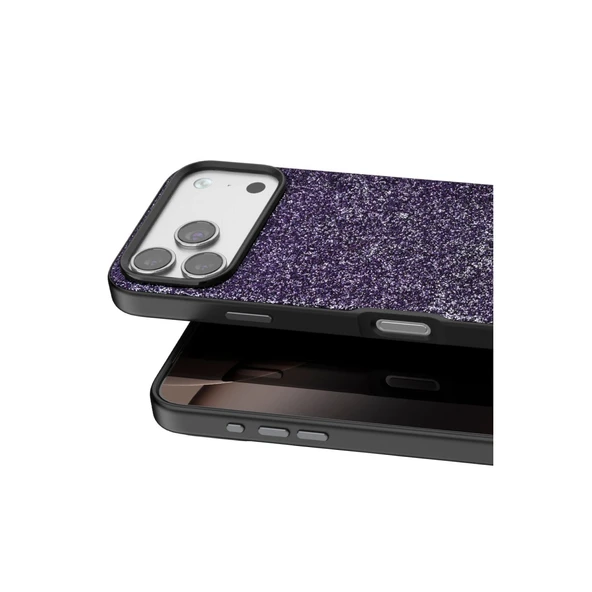 Onegif İphone 17 Pro Max Bright Simli Kapak - Derin Mor - Resim 2