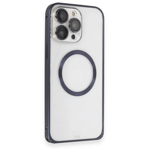 Joko İphone 15 Pro Max Kılıf Metal Bumper Magneticsafe Kapak - Lacivert ürün görseli 1