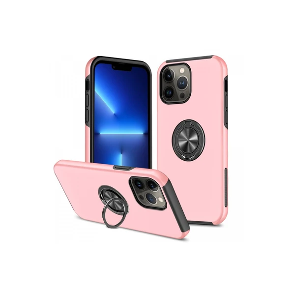 İphone 13 Pro Max Kılıf Elit Yüzüklü Kapak - Pembe ürün görseli 1