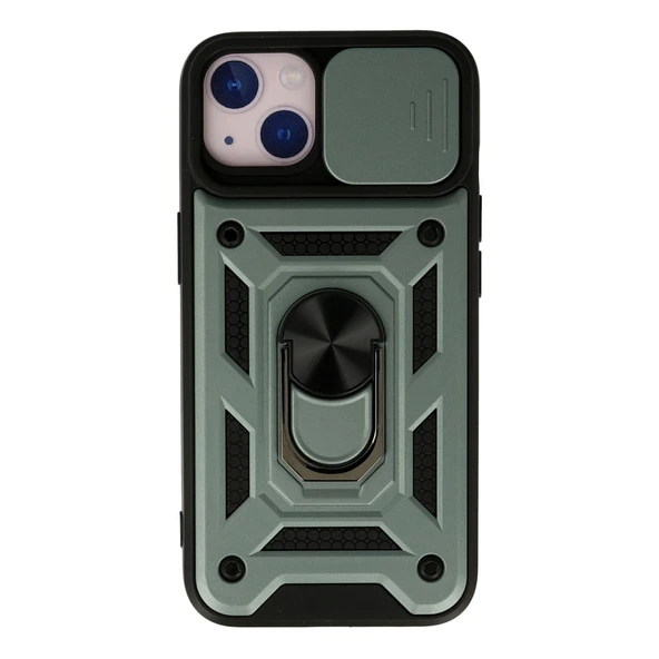 İphone 13 Kılıf Pars Lens Yüzüklü Silikon - Yeşil ürün görseli 1