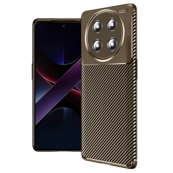 Honor Magic 7 Lite Kılıf Auto Focus Karbon Kapak - Kahverengi ürün görseli 1