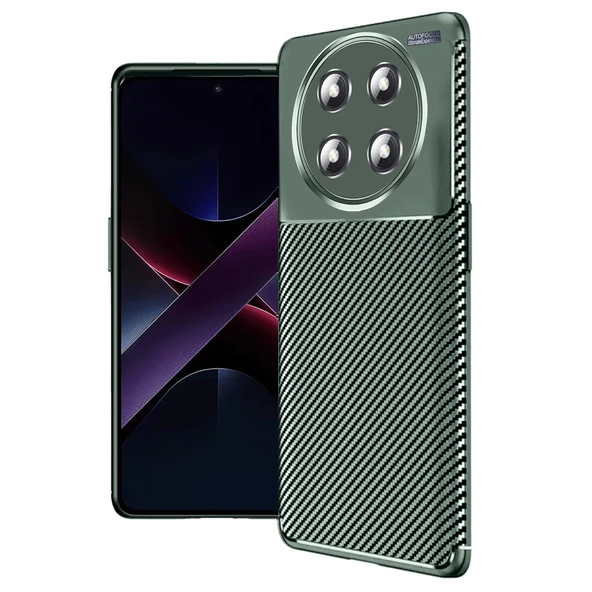 Honor Magic 7 Lite Kılıf Auto Focus Karbon Kapak - Koyu Yeşil ürün görseli 1
