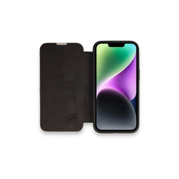 İphone 14 Pro Max Kılıf Dolpin Kapaklı - Siyah ürün görseli 1