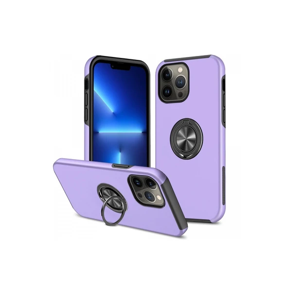 İphone 13 Pro Kılıf Elit Yüzüklü Kapak - Mor ürün görseli 1