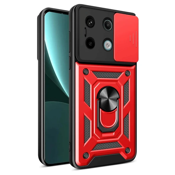 Xiaomi Redmi Note 13 Pro 4G Pars Lens Yüzüklü Silikon - Kırmızı ürün görseli 1