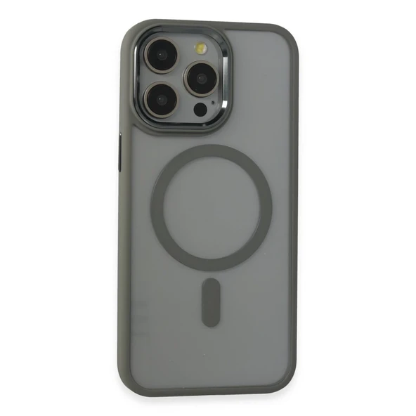 İphone 15 Pro Max Kılıf Room Magneticsafe Silikon - Gri ürün görseli 1