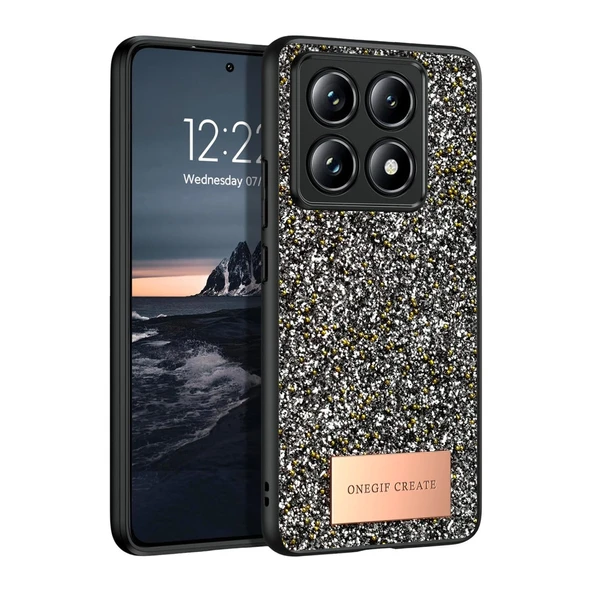 Onegif Xiaomi Mi 14T Pro Bright Simli Kapak - Gümüş ürün görseli 1