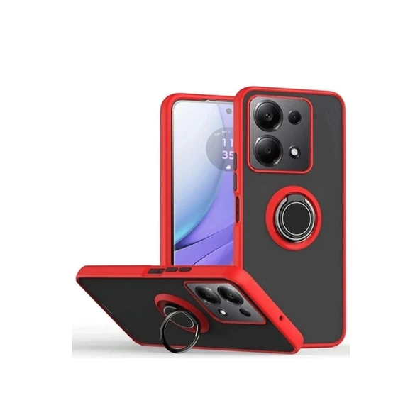 Xiaomi Redmi Note 13 Pro 4G Montreal Yüzüklü Silikon Kapak - Kırmızı ürün görseli 1