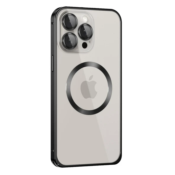 Joko İphone 15 Pro Max Kılıf Metal Bumper Magneticsafe Kapak - Siyah ürün görseli 1
