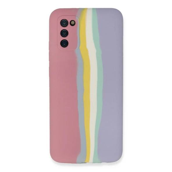 Samsung Galaxy A03S Kılıf Ebruli Lansman Silikon - Pembe-Lila ürün görseli 1