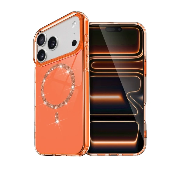 İphone 17 Pro Max Live Diamond Magsafe Kapak - Turuncu ürün görseli 1