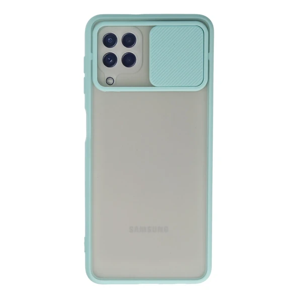 Samsung Galaxy A22 Kılıf Palm Buzlu Kamera Sürgülü Silikon - Turkuaz ürün görseli 1