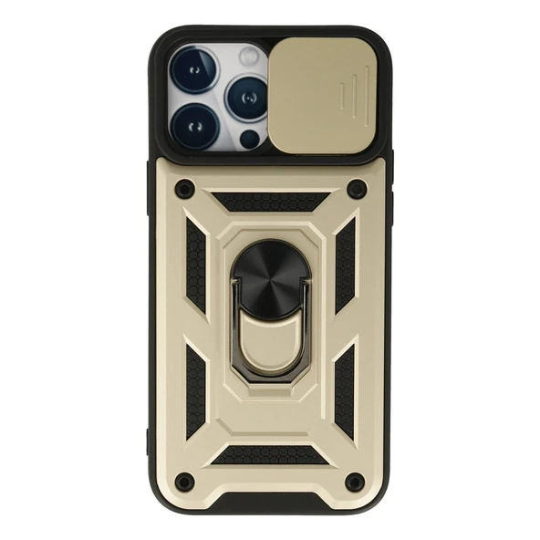 İphone 13 Pro Kılıf Pars Lens Yüzüklü Silikon - Gold ürün görseli 1