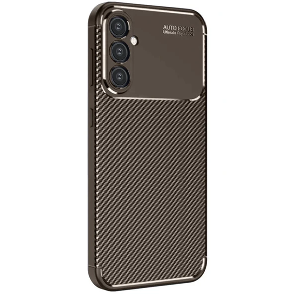 Samsung Galaxy A16 5G Kılıf Auto Focus Karbon Kapak - Kahverengi ürün görseli 1