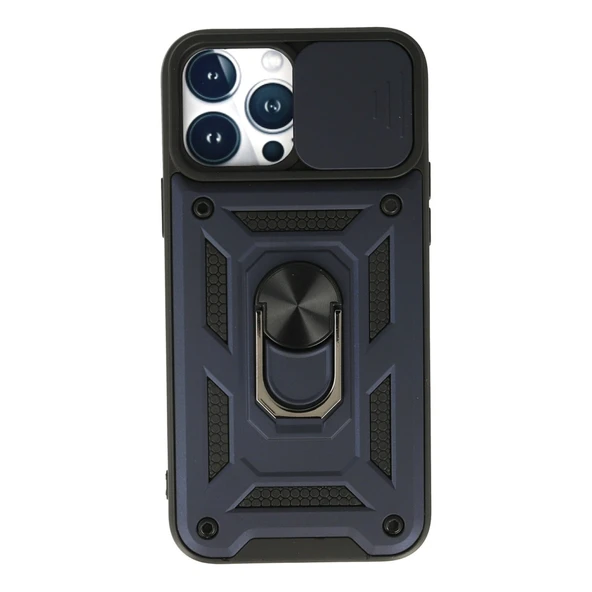 İphone 13 Pro Kılıf Pars Lens Yüzüklü Silikon - Lacivert ürün görseli 1