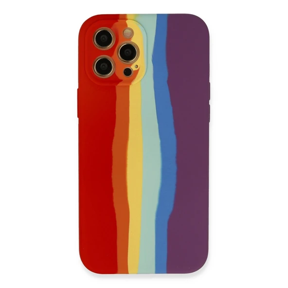 İphone 12 Pro Max Kılıf Ebruli Lansman Silikon - Kırmızı-Mor ürün görseli 1