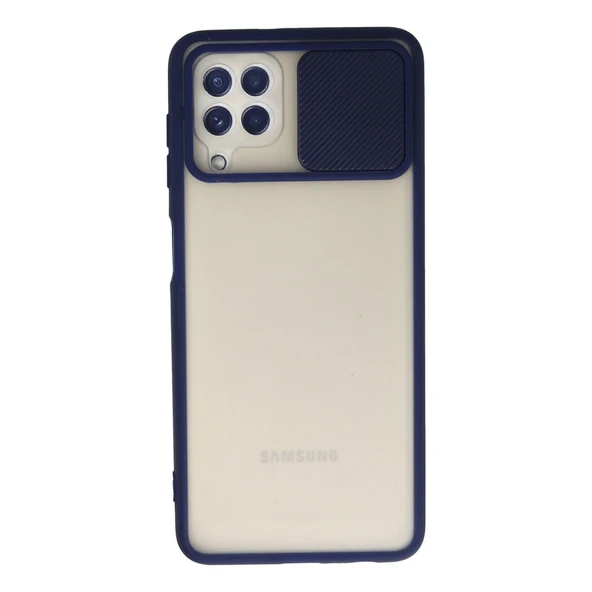 Samsung Galaxy A22 Kılıf Palm Buzlu Kamera Sürgülü Silikon - Lacivert ürün görseli 1