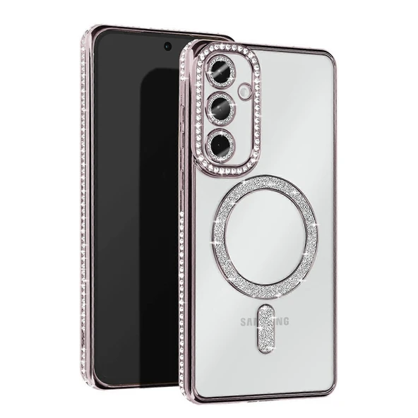 Samsung Galaxy S25 Kılıf Joke Simli Magneticsafe Kılıf - Gümüş ürün görseli 1