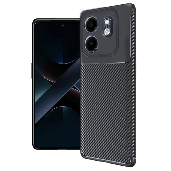 İnfinix Smart 9 Kılıf Auto Focus Karbon Kapak - Siyah ürün görseli 1