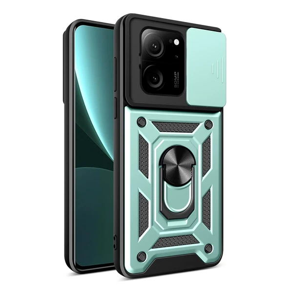 Xiaomi Mi 13T Pro Kılıf Pars Lens Yüzüklü Silikon - Yeşil ürün görseli 1