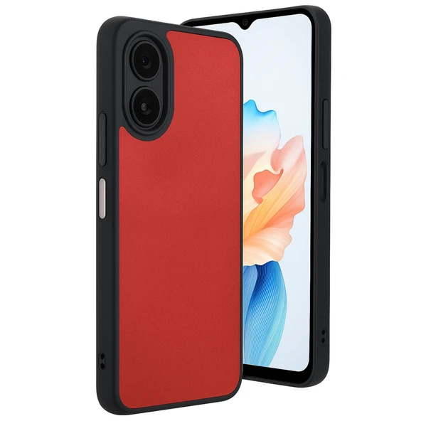 Oppo A38 Kılıf Aras Deri Kapak - Kırmızı ürün görseli 1