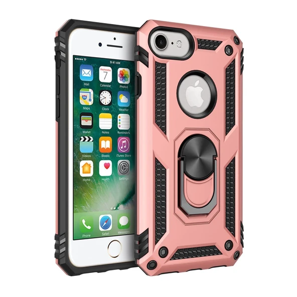 İphone 7 Kılıf Sofya Yüzüklü Silikon Kapak - Rose ürün görseli 1