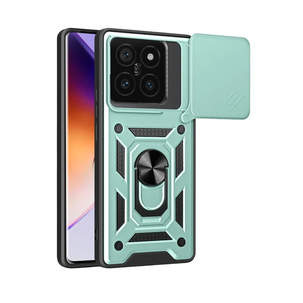 Xiaomi Mi 14T Pro Kılıf Pars Lens Yüzüklü Silikon - Yeşil ürün görseli 1