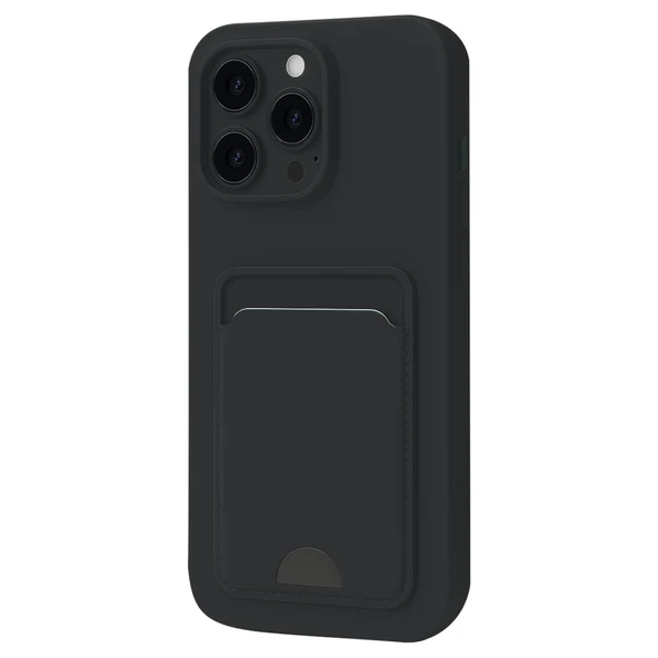 İphone 16 Pro Kılıf Kelvin Kartvizitli Silikon - Siyah ürün görseli 1
