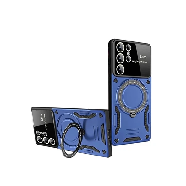 Samsung Galaxy S24 Ultra Kılıf Joy Lens Standlı Kapak - Lacivert ürün görseli 1