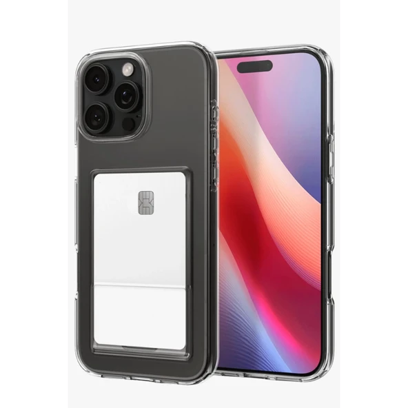 İphone 16 Pro Max Kılıf Kart Şeffaf Silikon - Şeffaf ürün görseli 1