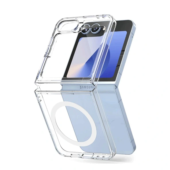 Samsung Galaxy Z Flip 6 Kılıf Magneticsafe Şeffaf Silikon - Şeffaf ürün görseli 1