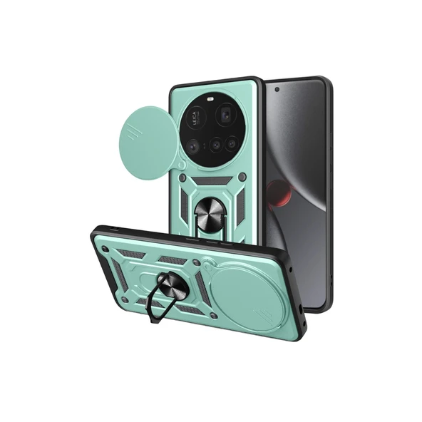 Xiaomi Mi 15 Ultra Kılıf Pars Lens Yüzüklü Silikon - Yeşil ürün görseli 1