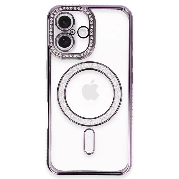 İphone 16 Plus Kılıf Joke Simli Magneticsafe Kılıf - Derin Mor ürün görseli 1