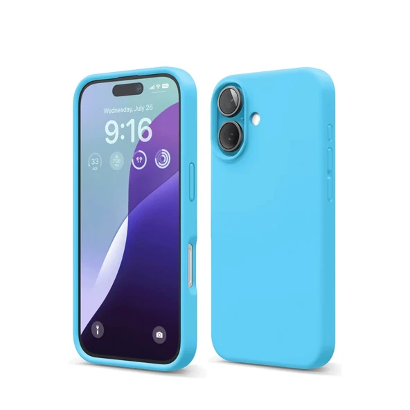 İphone 16 Kılıf Nano İçi Kadife Silikon - Mavi ürün görseli 1