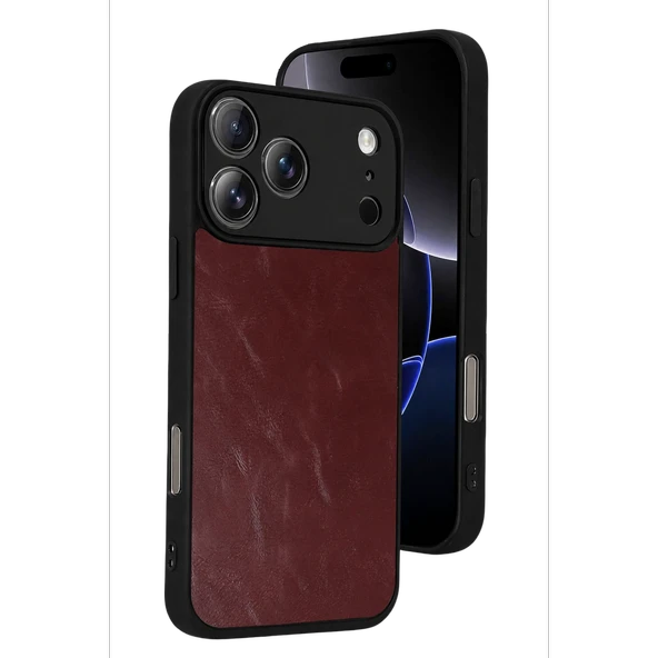 İphone 17 Pro Max Aras Deri Kapak - Bordo ürün görseli 1
