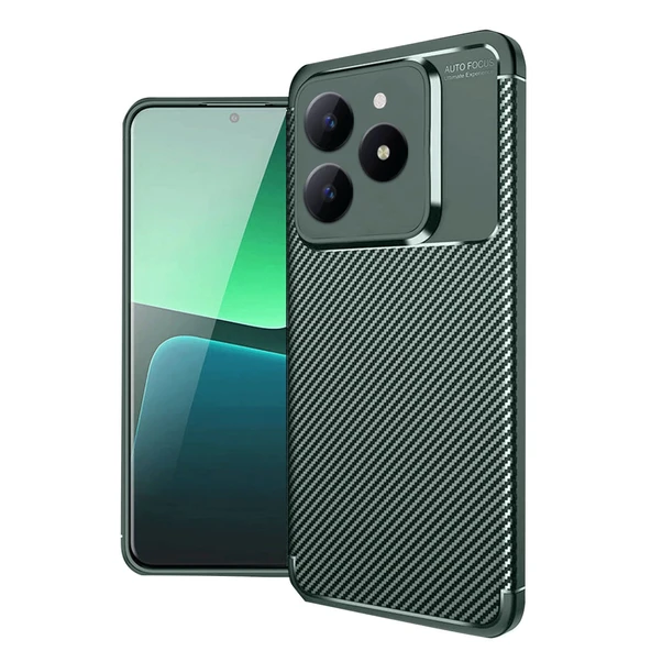 Realme C61 Kılıf Auto Focus Karbon Kapak - Koyu Yeşil ürün görseli 1