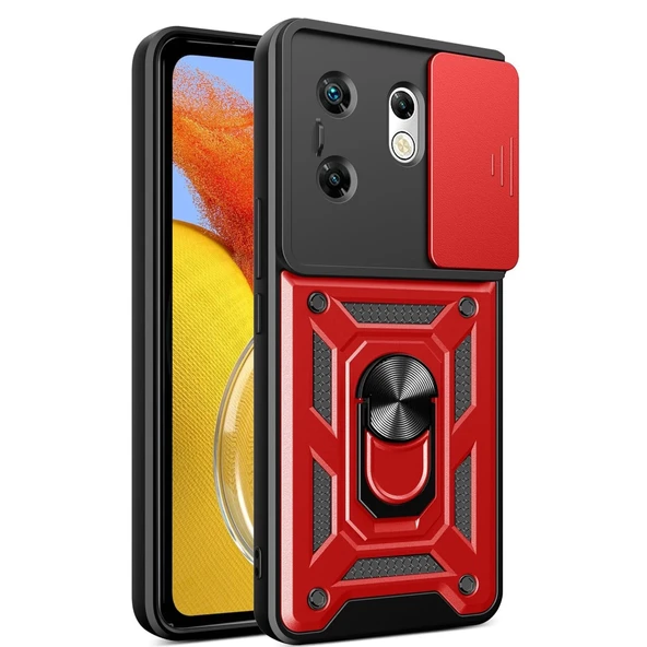 İnfinix Zero 30 4G Kılıf Pars Lens Yüzüklü Silikon - Kırmızı ürün görseli 1
