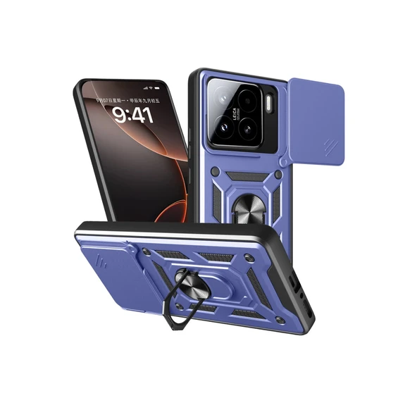 Xiaomi Mi 15 Kılıf Pars Lens Yüzüklü Silikon - Lacivert ürün görseli 1