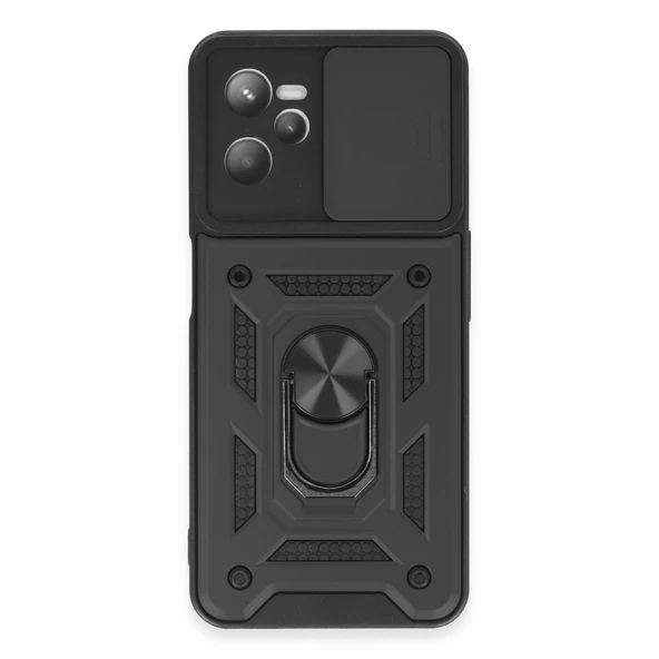 Realme C35 Kılıf Pars Lens Yüzüklü Silikon - Siyah ürün görseli 1