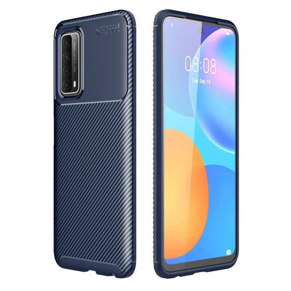 Huawei P Smart 2021 Kılıf Auto Focus Karbon Kapak - Lacivert ürün görseli 1