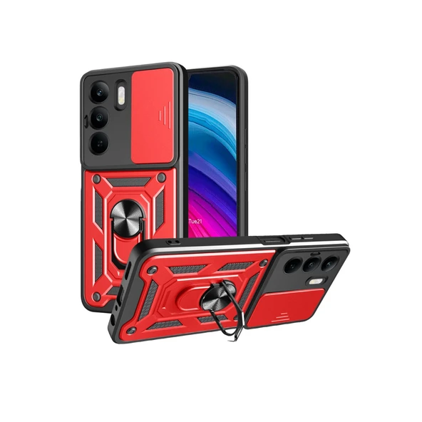 Realme C75 4G Kılıf Pars Lens Yüzüklü Silikon - Kırmızı ürün görseli 1