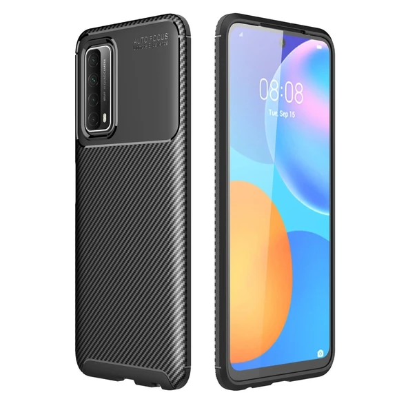 Huawei P Smart 2021 Kılıf Auto Focus Karbon Kapak - Siyah ürün görseli 1