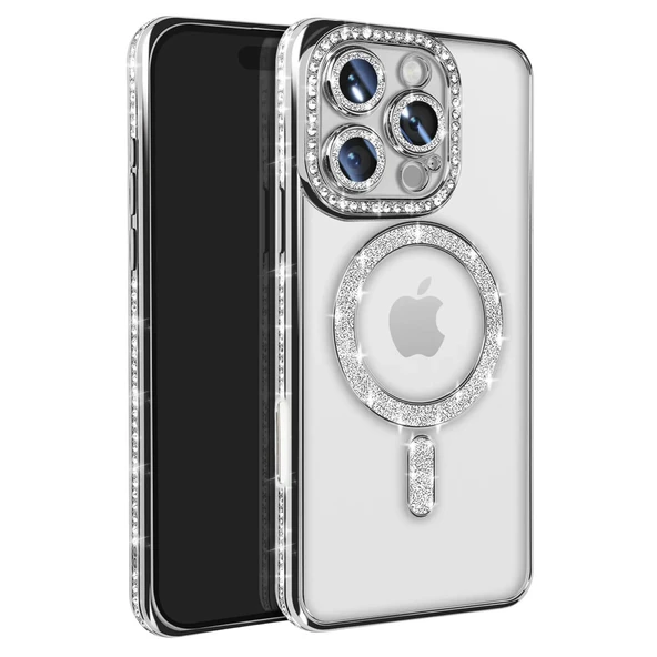 İphone 16 Pro Max Kılıf Joke Simli Magneticsafe Kılıf - Gümüş ürün görseli 1