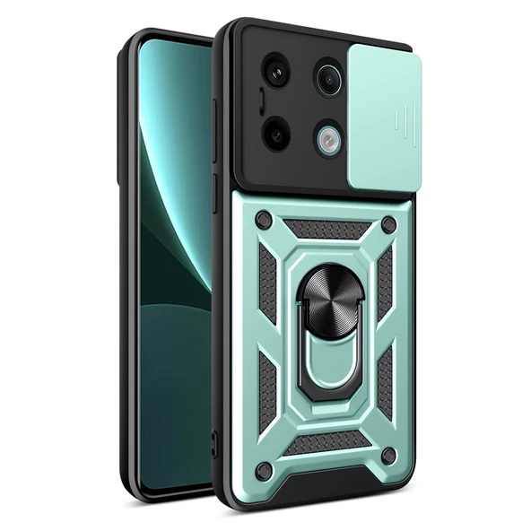 Xiaomi Poco X6 Pro Kılıf Pars Lens Yüzüklü Silikon - Yeşil ürün görseli 1