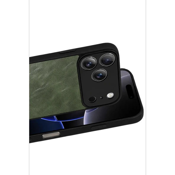 İphone 17 Pro Max Aras Deri Kapak - Yeşil - Resim 2