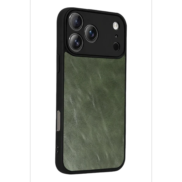 İphone 17 Pro Max Aras Deri Kapak - Yeşil - Resim 3