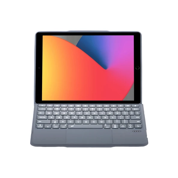 T5506D İpad 10.2 (9.Nesil) Kılıf Palermo Ledli Klavyeli Standlı Tablet Kılıfı - Siyah ürün görseli 1